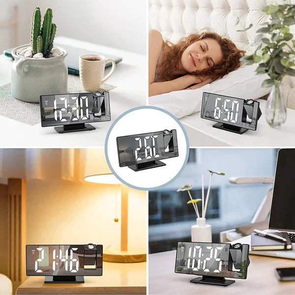 3D PROJECTION ALARM CLOCK MAKEUP LED MIRROR